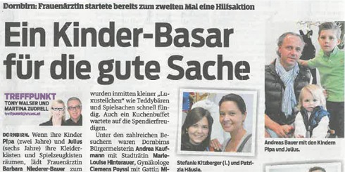 Kinderbasar.Zeitungsausschnitt.